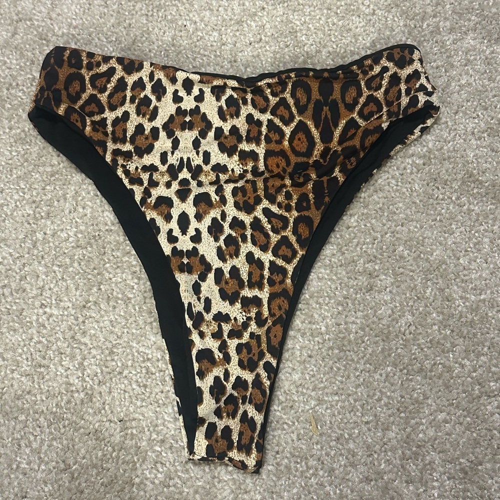 Leopard Print High-Waisted Bikini Bottom